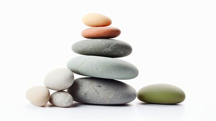 Zen pebbles. Stone spa and healthcare concept isolated on white background