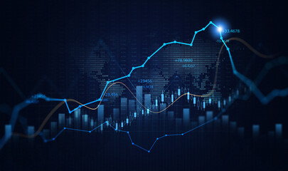 Stock market business and exchange financial growth graph,nvestment finance chart graph. - obrazy, fototapety, plakaty