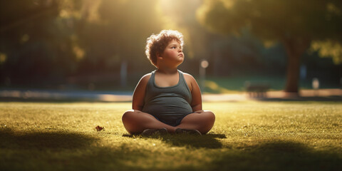 Fototapeta na wymiar portrait of an overweight child. Generative AI