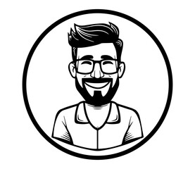 Smiling guy, Happy bearded man character