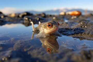 mudskipper exploring a tidal pool during low tide