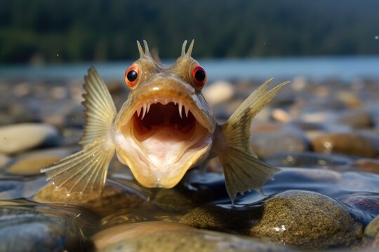 mudskipper with open mouth displaying its gills