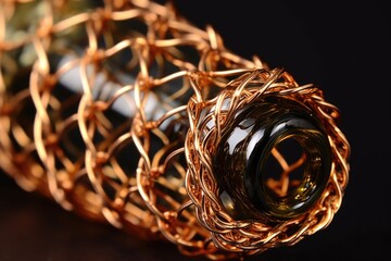 close-up of twisting champagne bottle wire cage