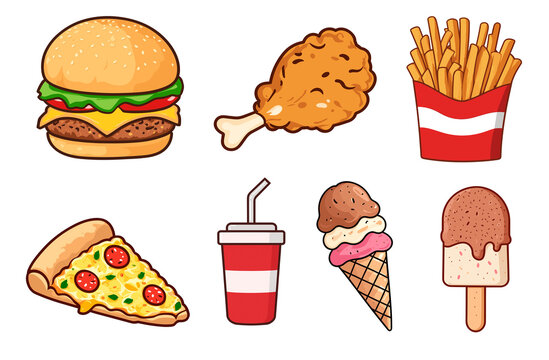 Fast food clip art set. AI generative
