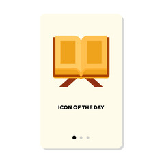 Book flat icon. Magic old, open textbook isolated sign. Education, reading knowledge, wisdom concept. Vector illustration symbol elements for web design