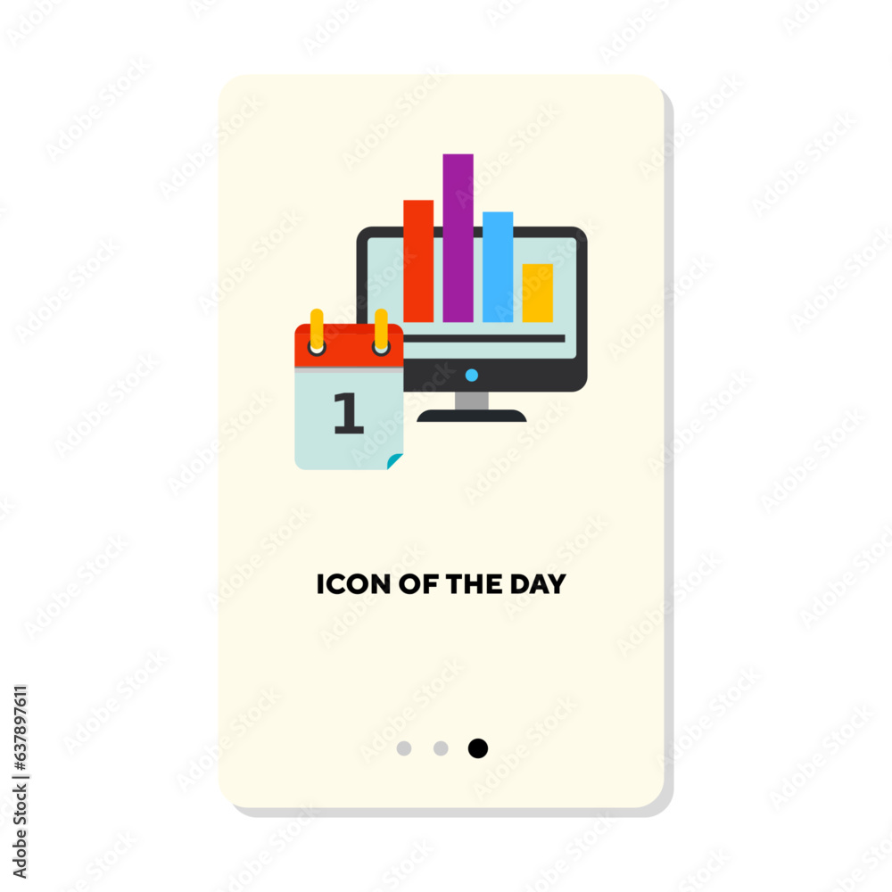 Poster chart and calendar flat icon. document, schedule, report isolated vector. statistics and technology 