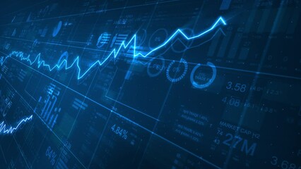 Stock Market Exchange Profit Trading Graph Analysis Investment Business Charts. Business Analysis Financial Report Concept. Financial Figures, Graphs, Arrows and Diagrams Growing. 
 - Powered by Adobe