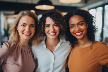 Female entrepreneurs smiling at the camera