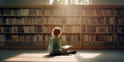 A child reading a book.  - obrazy, fototapety, plakaty