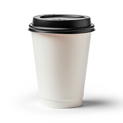 White paper cup on isolated white background, with space to insert logo and text