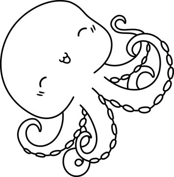 Octopus Coloring, Kawaii Ocean Animal
