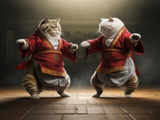 Two kung fu cats