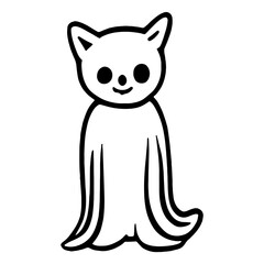 Halloween element, outline, cute ghost, Ai Generartd