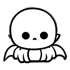 Obraz premium Halloween element, outline, cute ghost, Ai Generartd