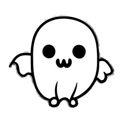 Fototapeta premium Halloween element, outline, cute ghost, Ai Generartd