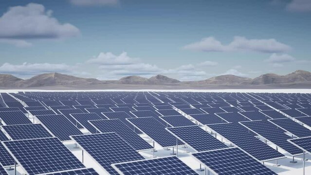 4K60 multi-angle 3D rendering animation of solar power plant