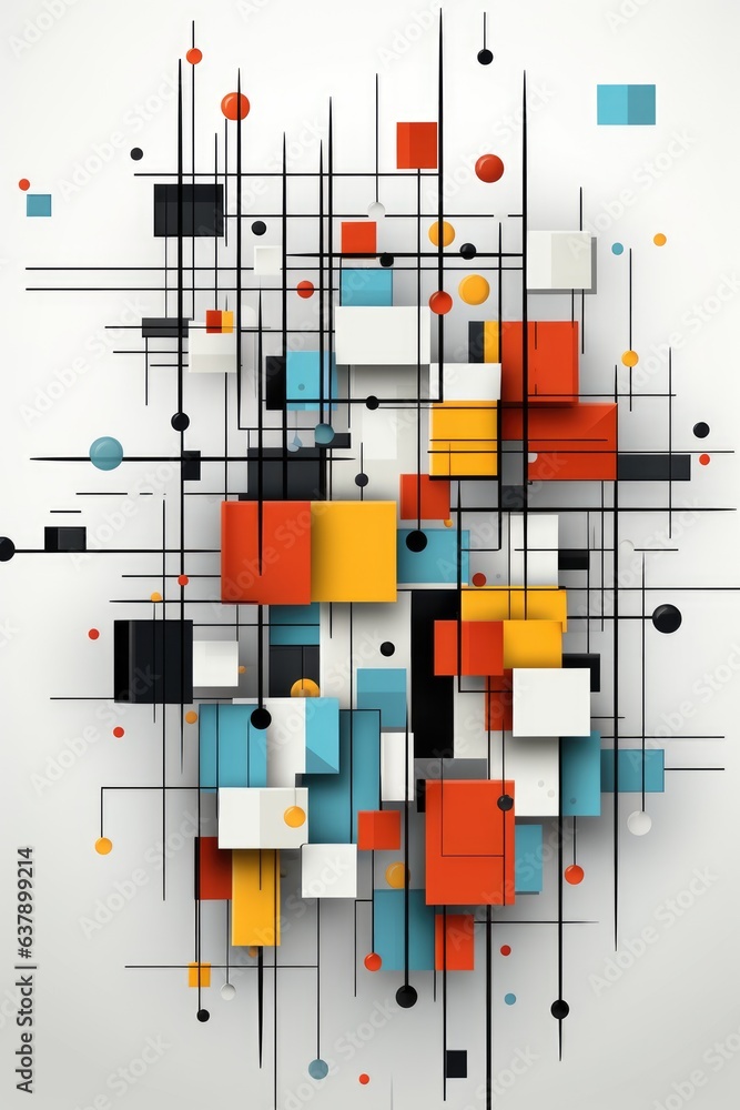 Poster an abstract composition of geometric shapes and lines. digital image.