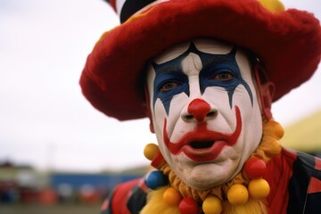 rodeo clown seen through bulls nostrils