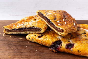 Sweet dessert blueberry pie with blueberries