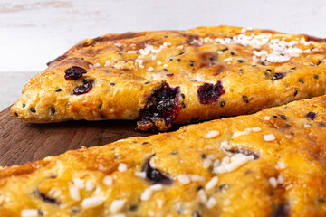 Sweet dessert blueberry pie with blueberries