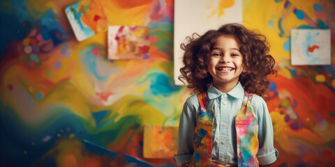 Obraz na płótnie Canvas portrait of a child feeling creative. Generative AI
