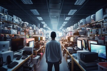 National market research. Man is standing in the office. Beautiful illustration picture. Generative AI - Powered by Adobe