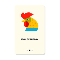 Bright rooster flat icon. Beak, bird, animal isolated vector sign. Wildlife and nature concept. Vector illustration symbol elements for web design and apps