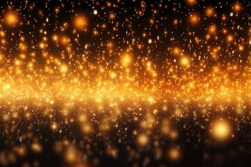 Fototapeta premium Gold bokeh light background, Christmas glowing bokeh confetti and sparkle texture overlay for your design. Sparkling gold dust abstract golden luxury decoration background.