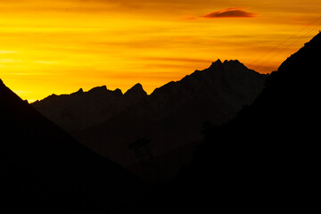 Foggy Peaks in the Swiss Alps Mountains, Grindelwald Switzerland