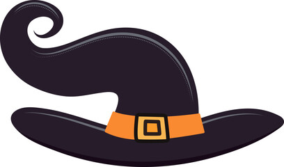 Cartoon cute witch hat for Halloween holiday design concept element.