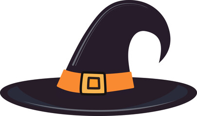 Cartoon cute witch hat for Halloween holiday design concept element.