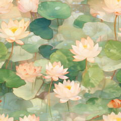 a close up of Lotus leaf and Lotus flower in summer, ai generated.