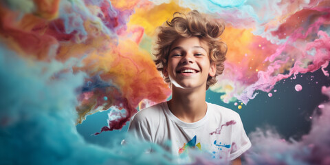 vibrant portrait of a teenager feeling creative. 