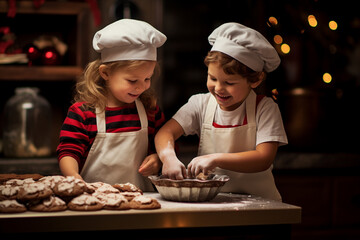 children helping their parents bake and decorate cookies.  