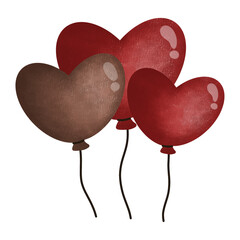 Set of Heart Balloons,air balloon,Gift,heart cartoon,pink,red,cute, vector ,illustration,hand drawn,graphic,cartoon