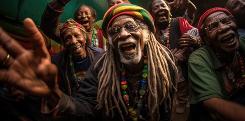 A group of people with dreadlocks and hats, AI