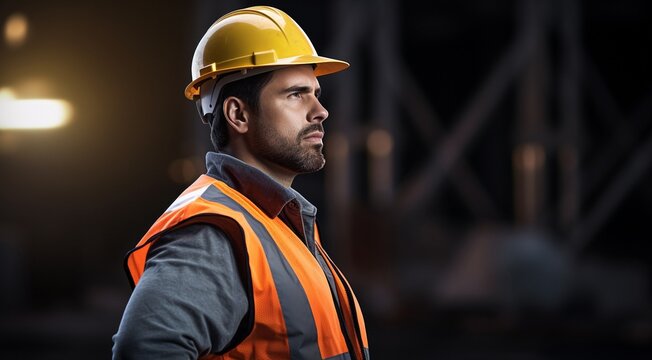 hard worker with at the work, hard worker portrait, factory worker, construction site worker