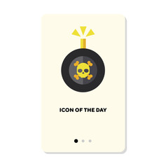 Bomb flat icon. Scull isolated sign. Alarm, danger, attack concept. Vector illustration symbol elements for web design