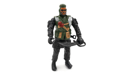 Fototapeta premium Plastic soldier toy isolated on white background.