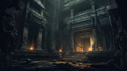Obraz premium Ancient Mayan style underground temple by AI