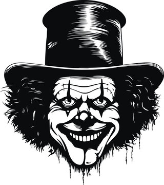 Scary clown head, evil clown halloween, Vector illustration, SVG