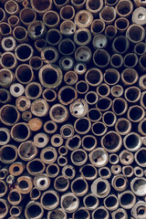 Texture of heap bamboo pipes folded in rows