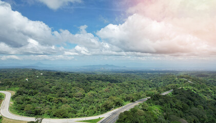 Aerial panoramic view on Nicaragua landscape