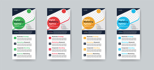 Creative Modern Corporate DL Flyer Design. DL Flyer design. Pink business template for dl flyer. Layout with modern circle photo and abstract background. Creative flyer or brochure concept.Roll up ban