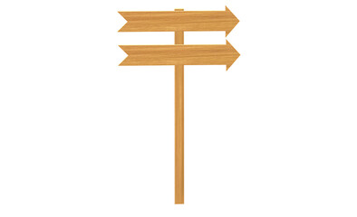Signage, wood, directions. Wood texture. Space to write your message. Illustration. Arrow pointing. Hanging chain. PNG background 