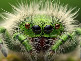 Portrait of a Jumping spider. Generative AI