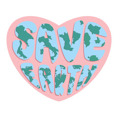 Save the earth Concept Illustration. Flat Modern Design for printing on bag , clothes, Banner,