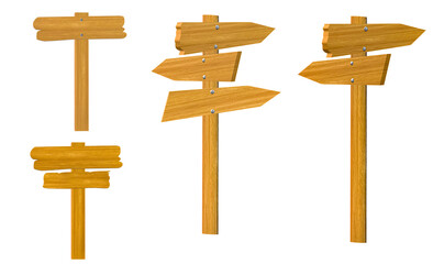 Signage, wood, directions. Wood texture. Space to write your message. Illustration. Arrow pointing. Hanging chain. PNG background.