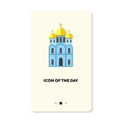 Christian church on white background. Christianity cartoon illustration. Culture and religion concept. Vector illustration symbol elements for web design and apps