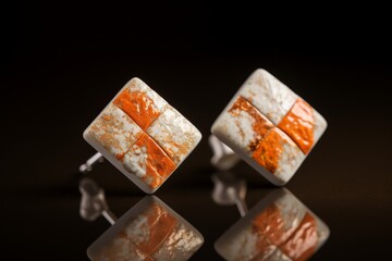 A pair of stylish cufflinks on a sleek black background